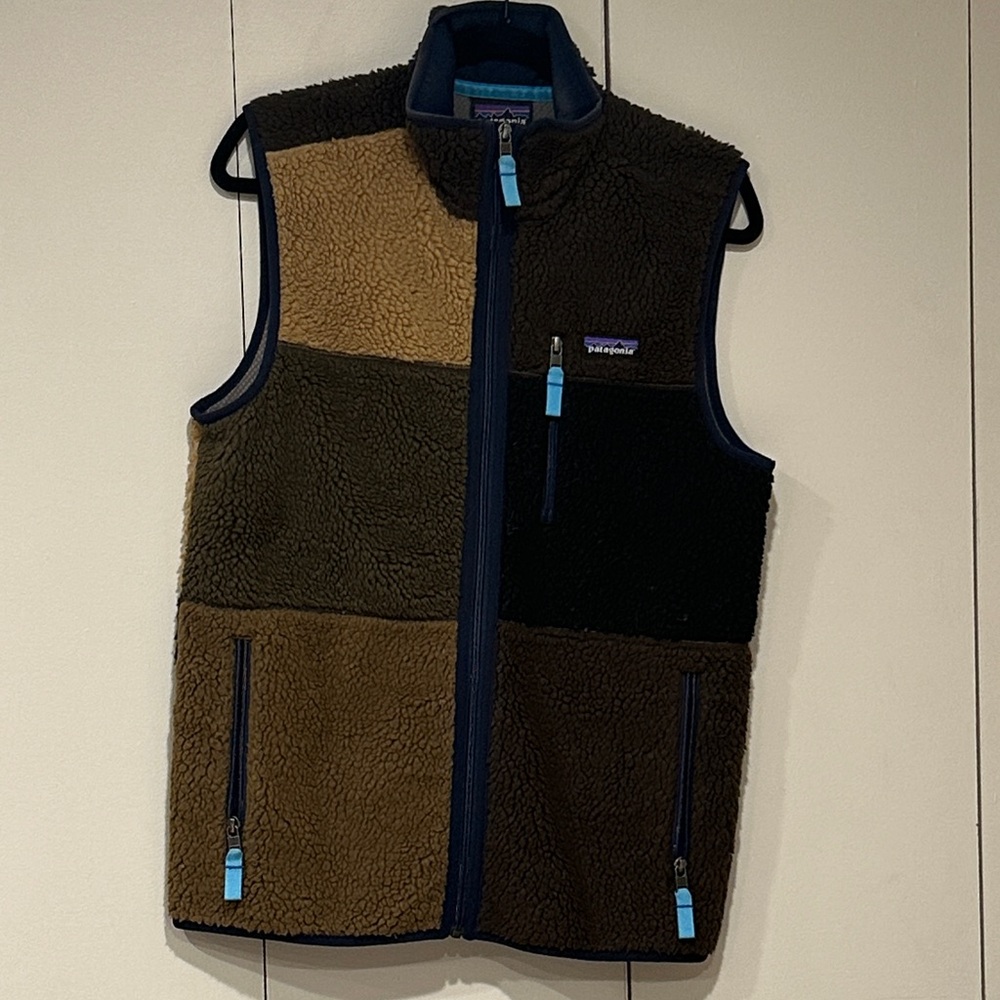 Patagonia Multicolor Fleece Vest with Blue Accents